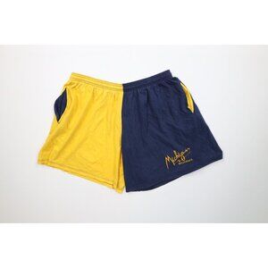 Vtg 90s Mens Large Faded Spell Out University of Michigan Above Knee Shorts USA